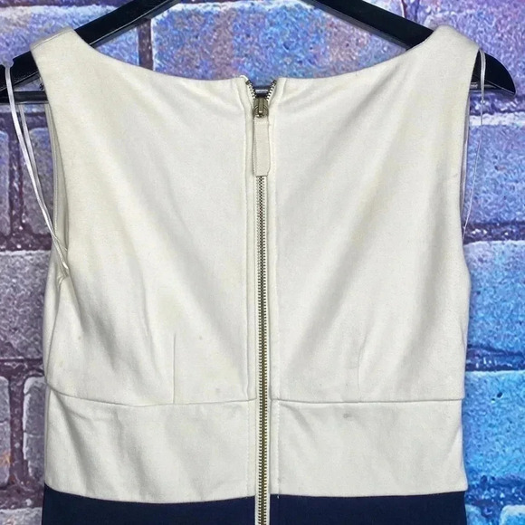 J. Crew Dress Midi Two-Tone Women’s Size 00 White Navy Blue Sleeveless - Picture 6 of 8